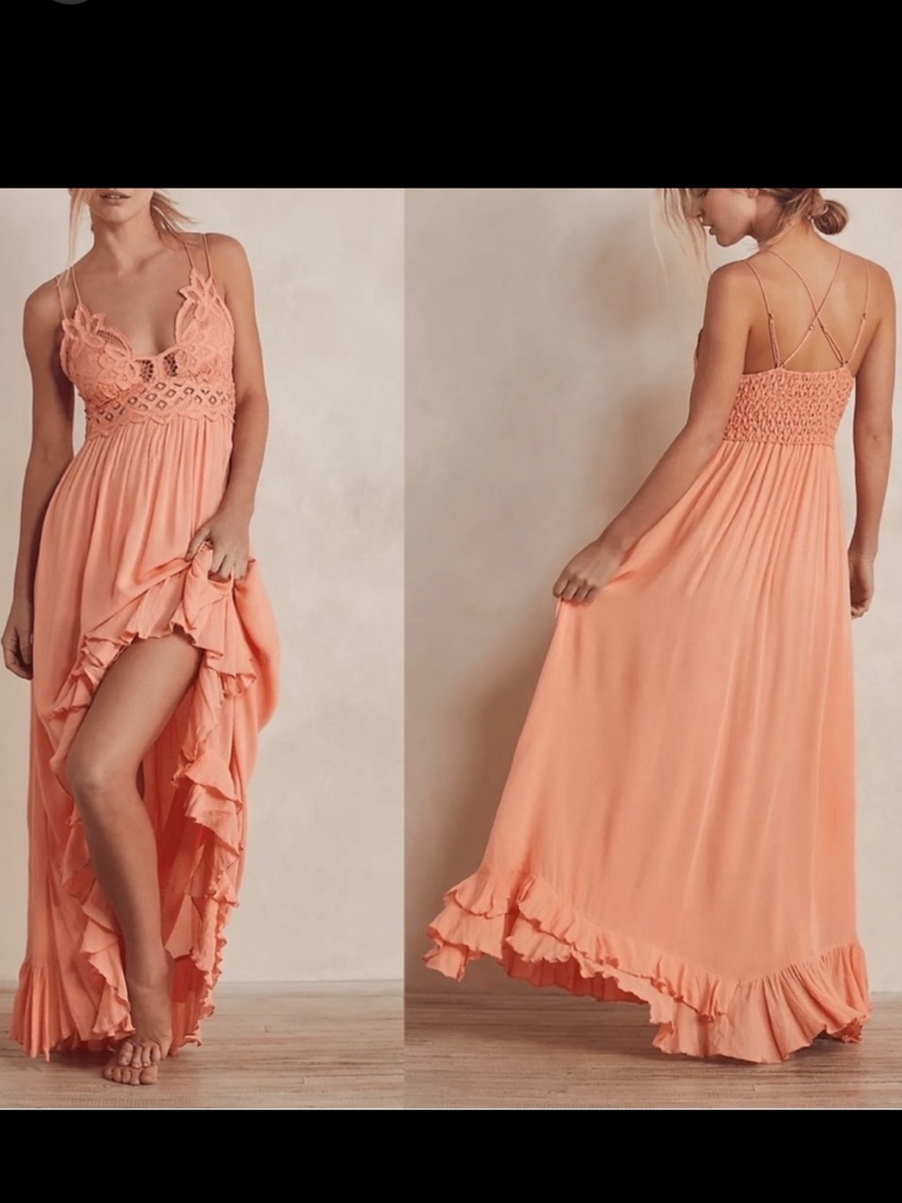 FREE PEOPLE ADELLA CROCHET MAXI SLIP DRESS XS